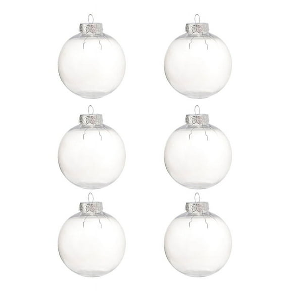 Pack of 6pcs Round Christmas Ball Decor Removable Cap Pendant Empty Metal Hanger Tree Ornament Fillable Home Decorations