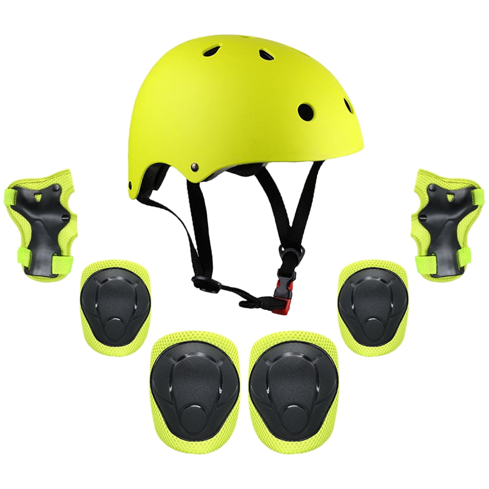 Kids 7 in 1 Helmet and Pads Set Adjustable Kids Knee Pads Elbow Pads