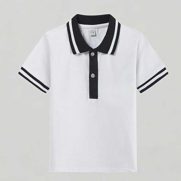 Xijirk Boys Short Sleeve Polo Shirt Contrast Collar and Casual School and Everyday Wear,3-4 Years