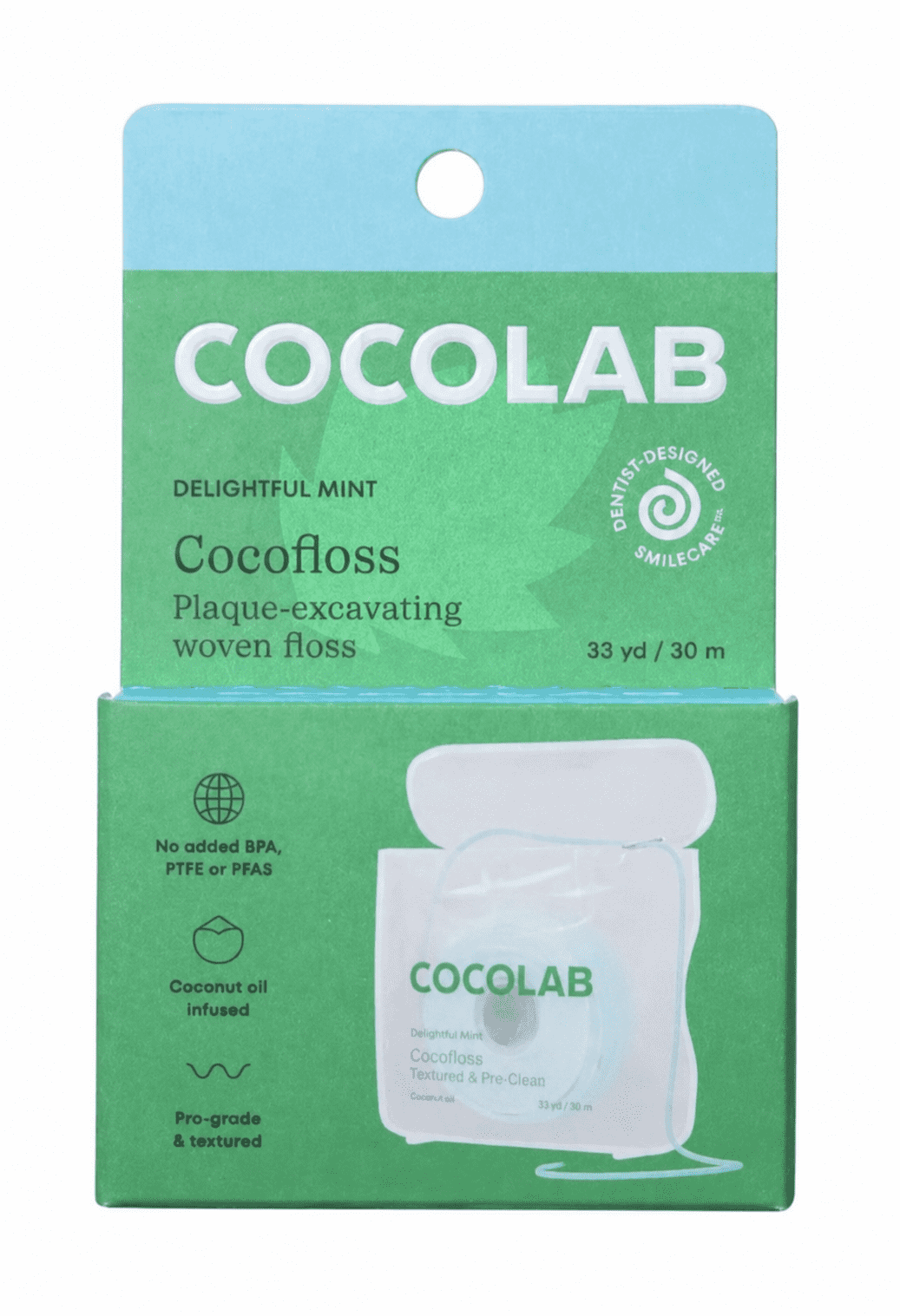 COCOLAB Cocofloss Refillable Dental Floss 33 yd - Delightful Mint