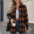 thumbnail image 3 of Plaid Flannel Shirt Women Button Down Shackets Long Sleeve Fall Tops, L, 3 of 6