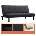 thumbnail image 4 of Aukfa Modern Futon Convertible Sofa Bed for Home Office, Tufted Back, Linen, Black Gray, 4 of 14
