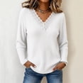 thumbnail image 2 of Tops for Women Lace V-Neck Soft Long Sleeve Ribbed Knit Pullover Casual Fall Winter Shirt, 2 of 7