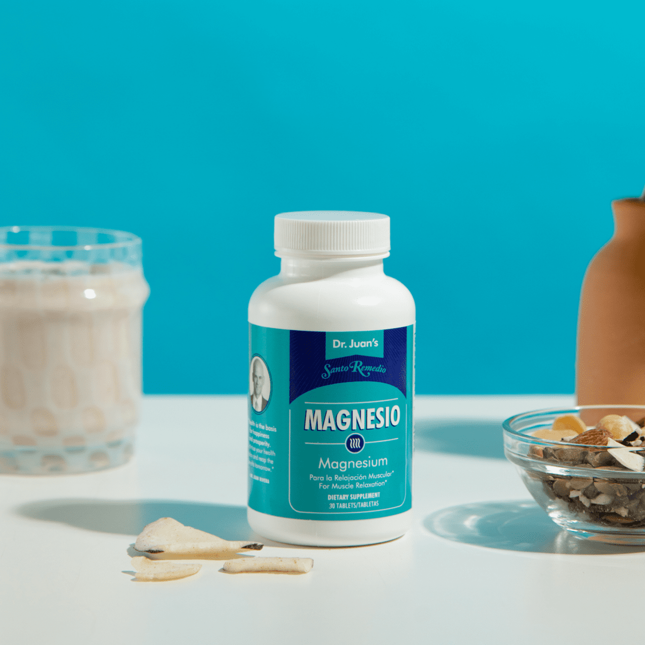 (3 pack) Santo Remedio Magnesium Tablets, Dietary Supplement, 300 mg, 30 Count, Mood and Inflammation Support