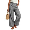thumbnail image 6 of Oksale Plaid Pants for Women Petite Loose Wide Leg Pants with Pockets Casual Elastic Waist Gingham Pants 2026 Black 3XL, 6 of 8