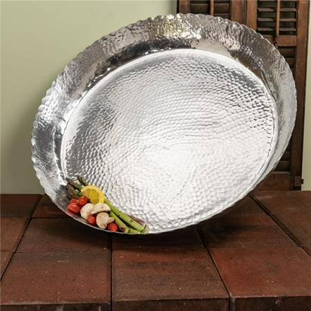 

HomeRoots 388574 4 x 25 x 25 in. Round Silver Hammered Tray