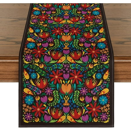 

Mexican Flower Placemats for Dining Table 12 x 18 Inch Cinco de Mayo Decoration Washable Table Mats Set of 4