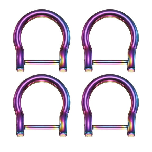 4Pack Screw in Shackle Horseshoe D-Ring, 19mm(3/4 Inch) Key Holder U-Shape Ring Buckle, Purse Strap Accessories for DIY Leather Craft Keychain, Zinc Color
