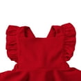 thumbnail image 3 of Girls Solid Color Suspender Skirt  Sleeveless Square Collar Large Hem High Waist Dress with Ruffles, 3 of 7
