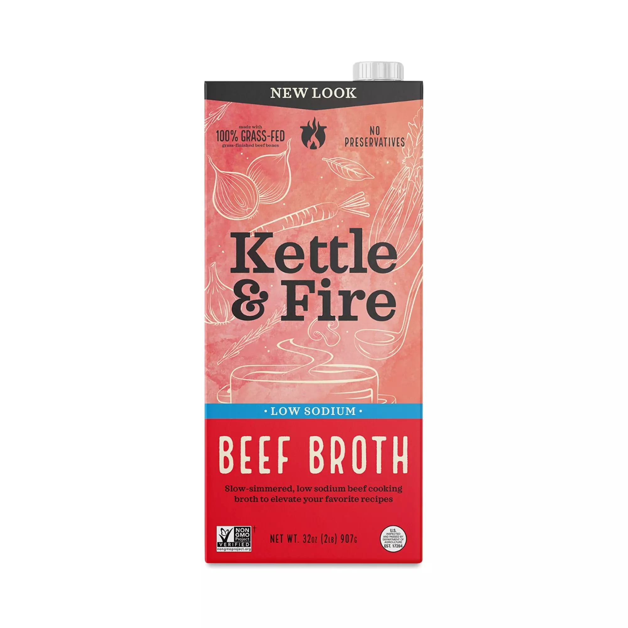 Kettle & Fire Beef Bone Broth Made With 100 GrassFed Beef Bones, 32