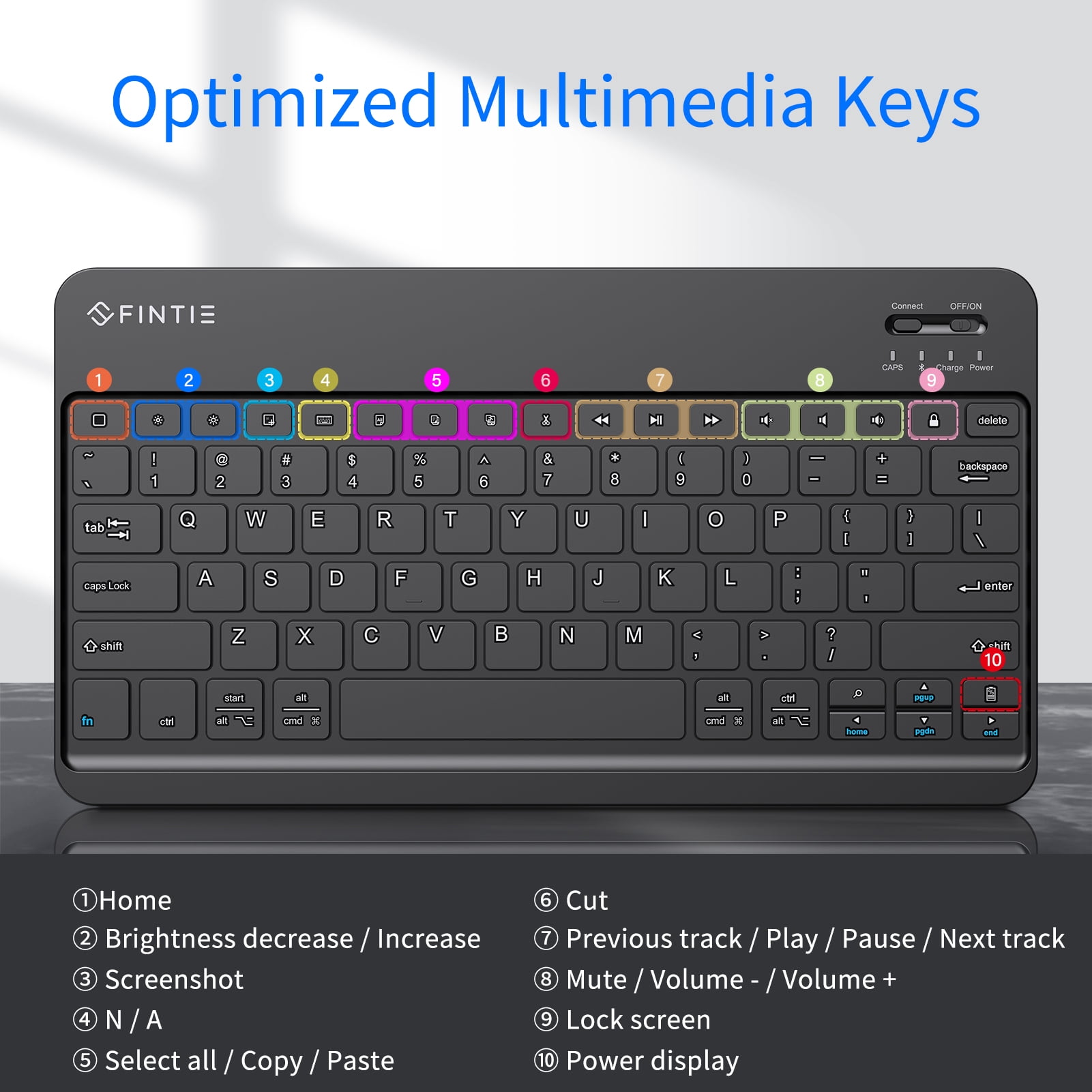 FINTIE 11-Inch Ultrathin Wireless Bluetooth Keyboard Compatible with iPad Samsung Tablet, iPhone Smartphone, iOS, Android Tablets Phone, Black