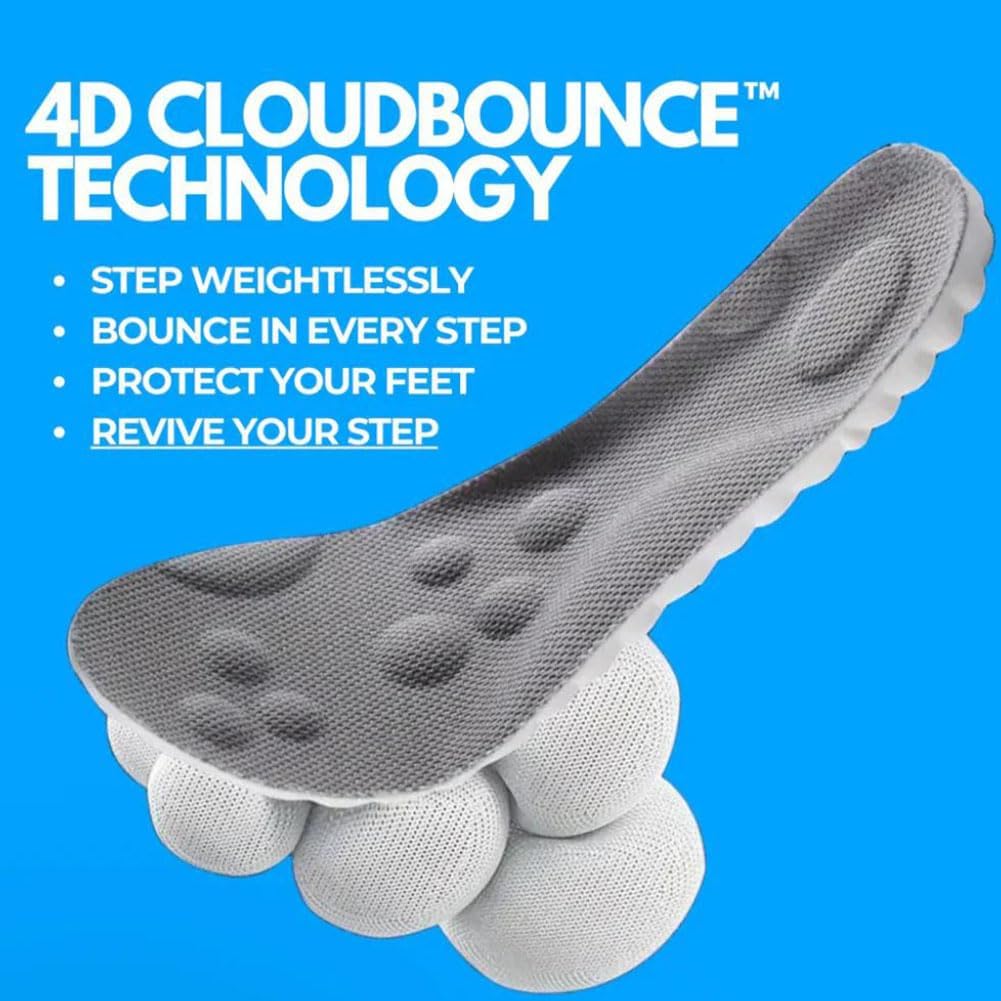 Softr Steps Insoles Women Men, 2026 New Trueloom Cloudbounce Insoles, 4D Memory Foam Cloud Technology Insole for Foot Support (3*Orange, Men 8-9 / Women 9.5-10)