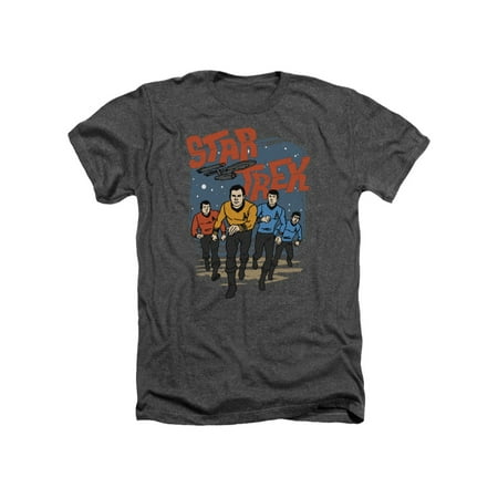 - Star Trek Animated Series 1970s Cast Run Forward Adult Heather T-Shirt Tee