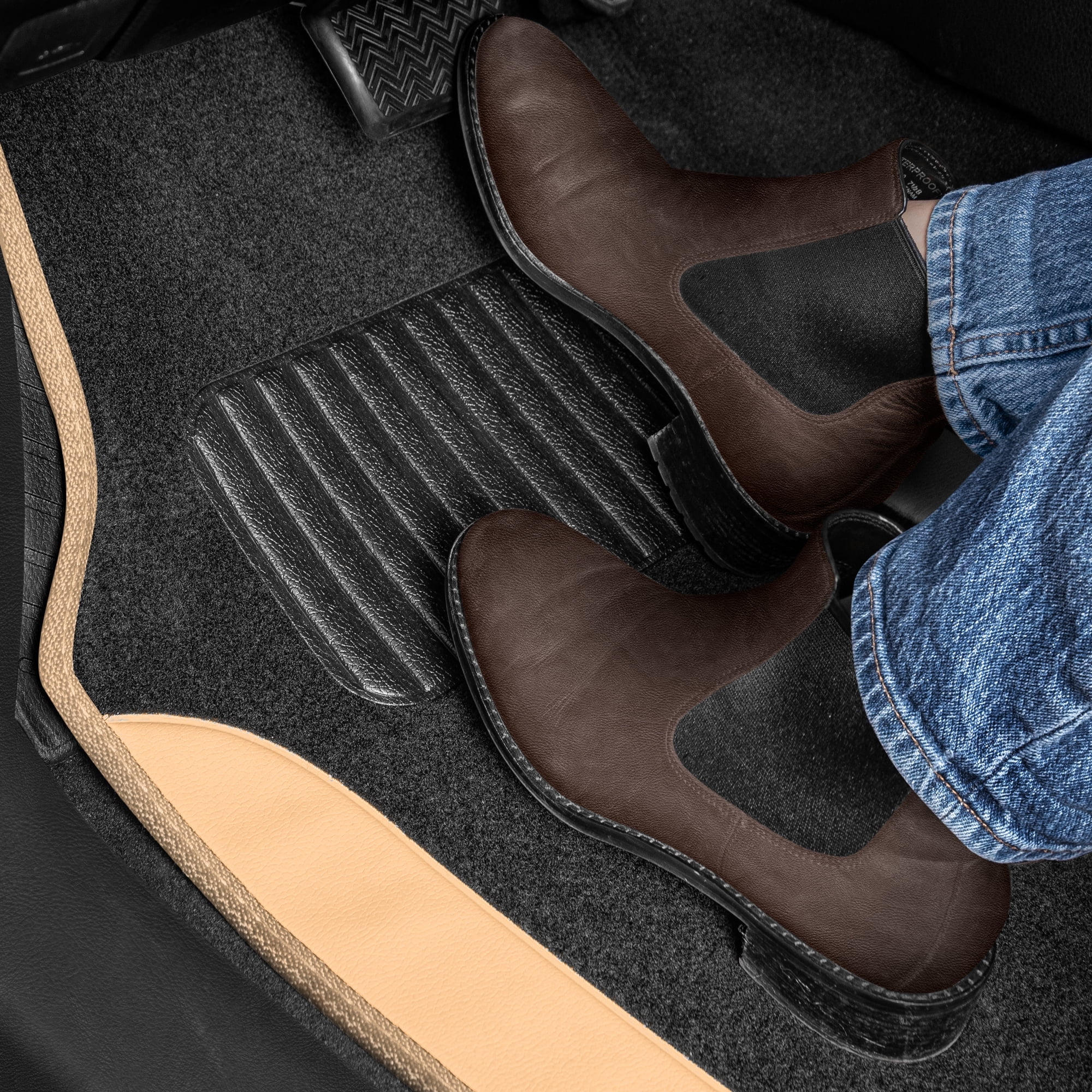 BDK Beige Heavy Duty Front & Rear Carpet Floor Mats Universal Liners for Car SUV Van & Truck, All Weather Protection with Anti-Slip Nibs, Fit Contours of Most Vehicles