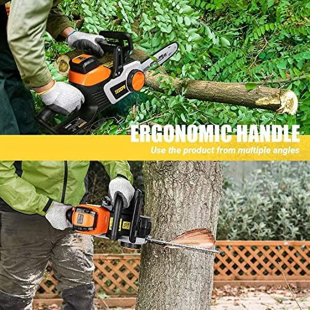 TECCPO Cordless Chainsaw, 40V 12-Inch Electric Chainsaw, High Performance Motor, 2.5Ah Samsung Battery and Charger Included, 26.24ft/s Chain Speed, Oregon Chain, for Cutting Trees and Wood-TDCS01A