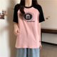 thumbnail image 1 of Camisetas con paneles para mujer, estampado de verano, estilo japonés holgado, estilo Harajuku diario, ropa de calle, letras, sencillas, combinables, preppy, retro, 1 of 6