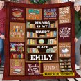 thumbnail image 2 of Personalized Books Fleece Blanket, Reading Is My Happy Places Woven Blanket,, 2 of 6