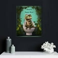 thumbnail image 4 of Nawypu Funny Dinosaur Bathroom Wall Art Dinosaur Bathroom Pictures Wall Decor Dinosaur on Toilet Canvas Painting Print Farmhouse Bathroom Sign Please Sit Yourself Prints Artworks Framed Toil16x20in, 4 of 4