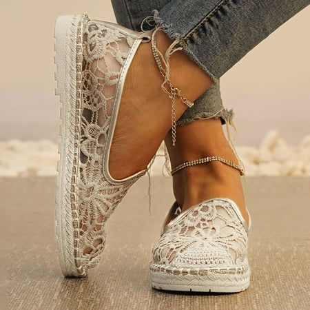 

Qufokar Flip Flops Arch Support Women Taupe Women Shoes Women Shoes Flat Loafers Fashion Solid Color Lace Flower Embroidery Slip On Mesh Ladies Casual