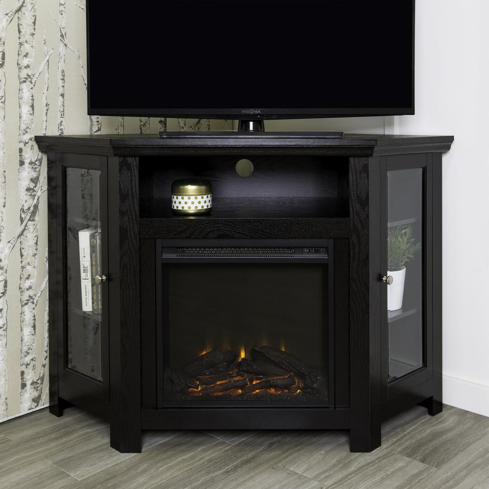 Walker Edison Black Corner Fireplace TV Stand for TVs Up to 50" - image 5 of 12