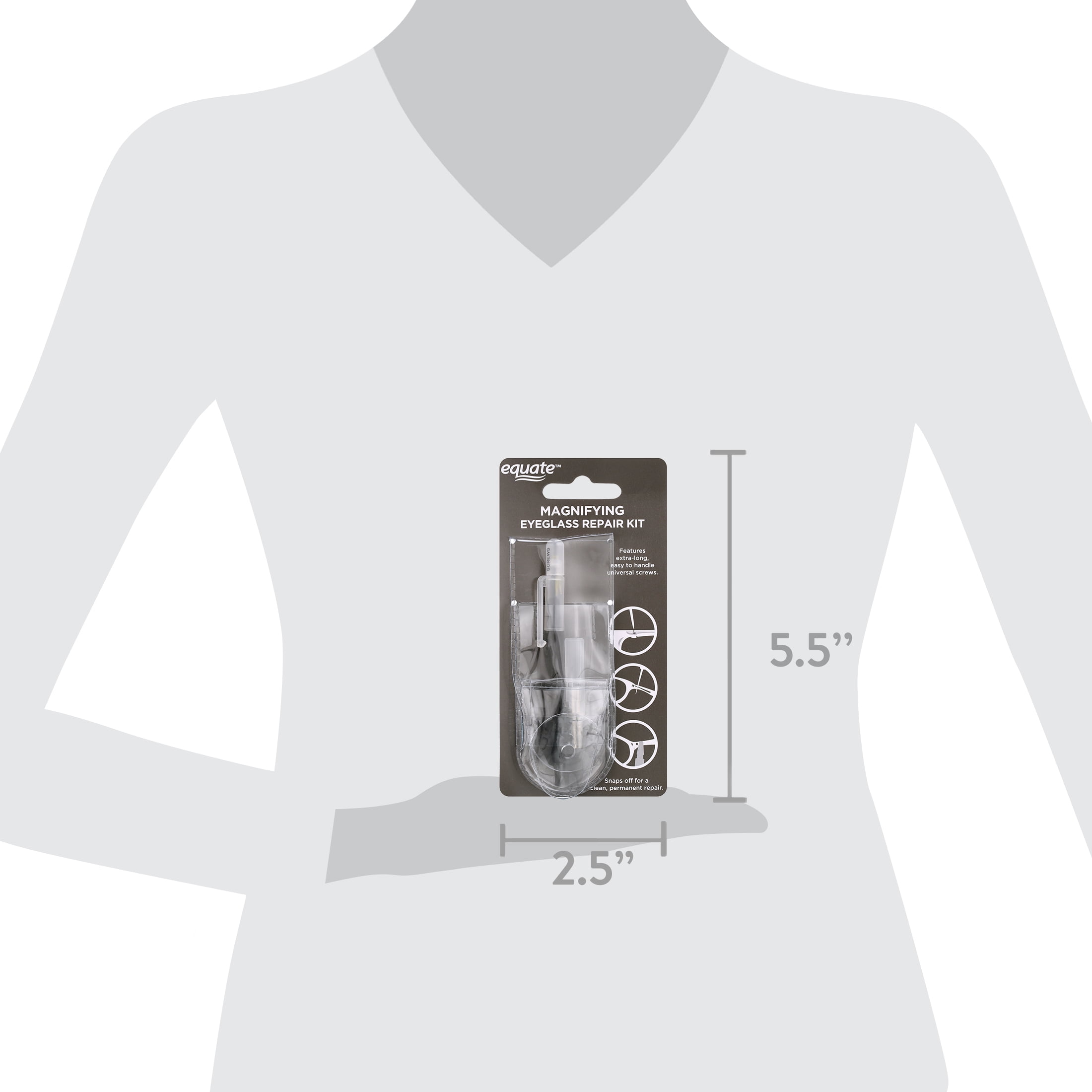 Equate Magnifying Eyeglass Kit with Metal Screws, Screwdriver, Magnifier, and Storage Pouch, 1 Count