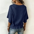 thumbnail image 6 of Fmbrln Linen Shirts for Women Summer Half Sleeve Crew Neck Tops Fashion Casual Loose Fit Solid Blouses, 6 of 9