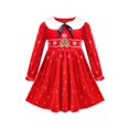 thumbnail image 1 of Robe Fille Noël Velours Rouge Broderie Manches Longues Col Amovible 7-8 Ans, 1 of 1