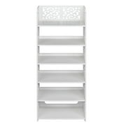 Ktaxon 6 Tier Decorative Carved Shoe Rack Shoe Shelf Closet Storage Organizer Shoe Space Saving for Entryway Bedroom Living Room, White Finish