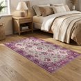 thumbnail image 2 of ODIKA 5'x7' Washable Area Rug Pink Purple Vintage Damask Ornamental Blossoms Scrolling for Guest Room, Lounge, Apartment, Non-Slip Low Profile, Stain Resistant, 2 of 7