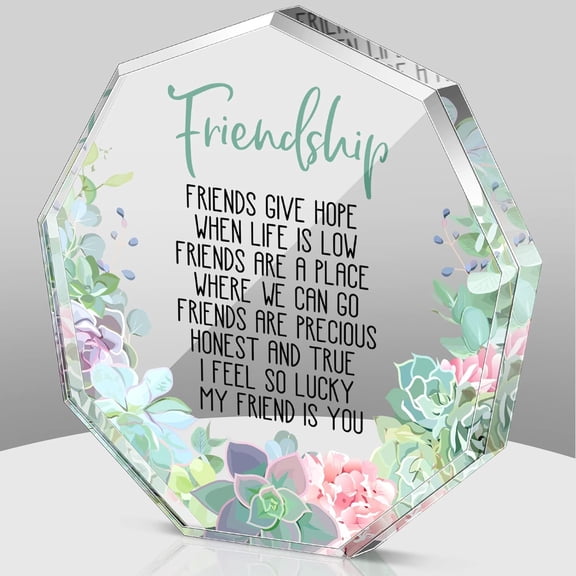 Gift for Friend Friendship Gifts for Women Friend Friendship Birthday Gifts Cheer up Gift Acrylic Heart Butterfly Keepsake Paperweight for Home Office Table Shelf(Succulent)