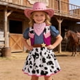 thumbnail image 5 of VNKIDY Girls Kids Festival Party Western Cowboy Set Shirt Vest Skirts Holiday Set Performance Party Outfit 6-7 Years, 5 of 9