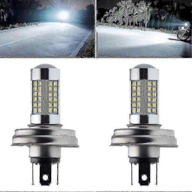 2pcs Motorcycle P45t R2 66smd Led Headlight Lamp High/low Beam For Scooter Moped 6000k 6v 12v -bp