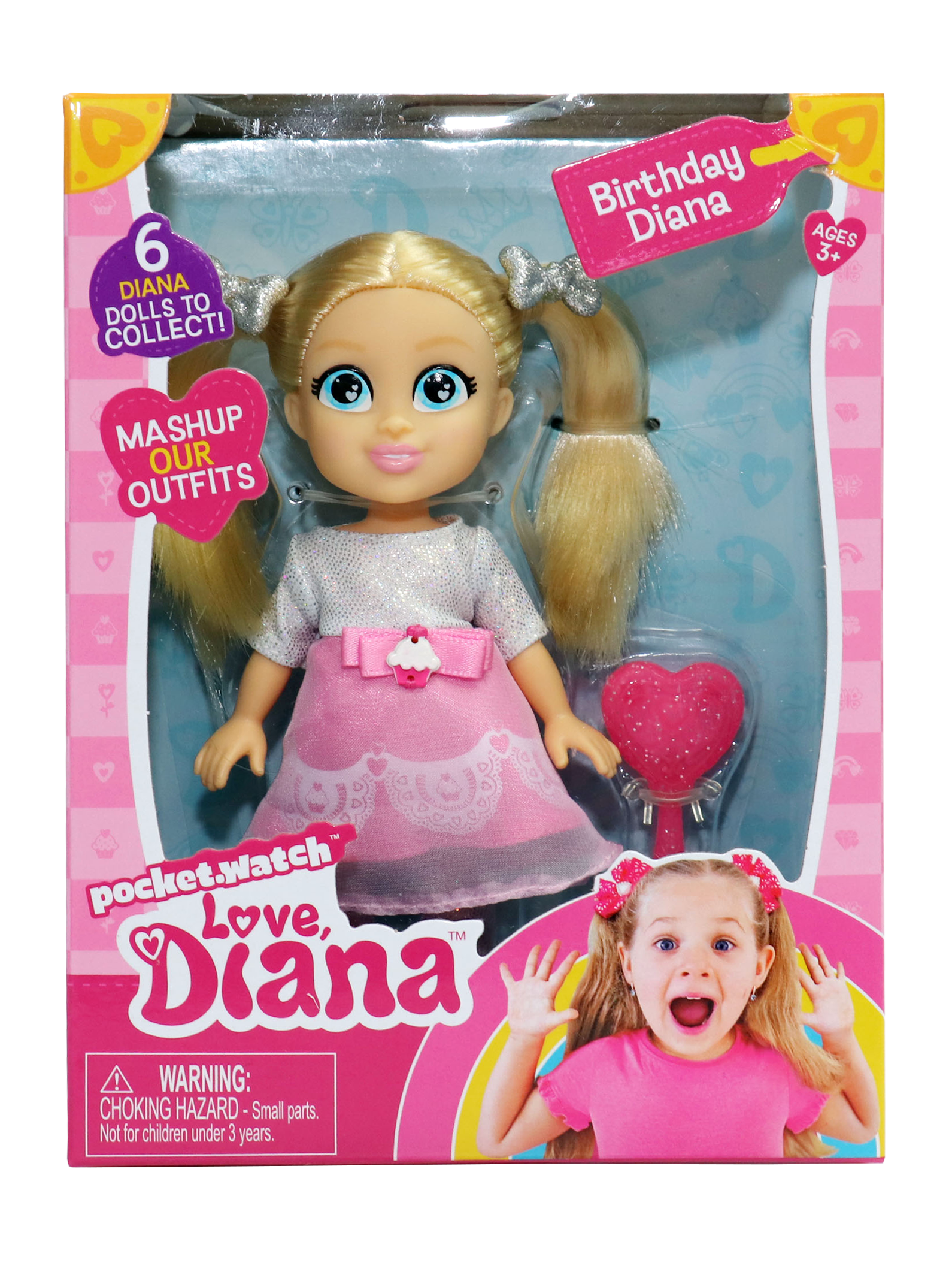 LOVE DIANA Mashups SUPERHERO 6" Doll & Brush PocketWatch CHRISTMAS TOY 2020 New 