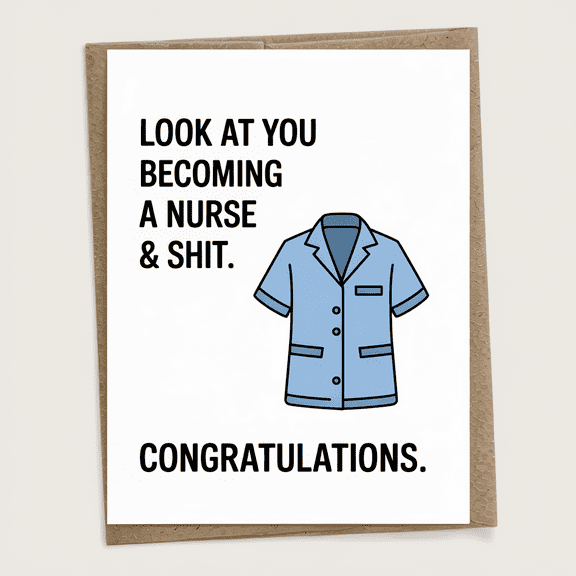 Funny Nursing Graduation Card - Humorous Congratulations Card for New Nurses with Envelope