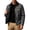 Dark Gray, variant on Men's Solid Contrast Corduroy Collar Zip up Jacket Winter Warm Quilted Lining Casual Long Sleeve Work Coat with Multi Pockets