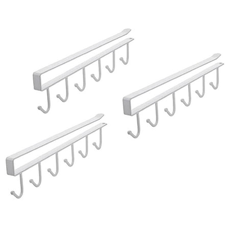 

Kitchen Nail-Free Hook Six-Link Hook Cabinet Storage Rack Multi-Function Hook Finishing Rack-White
