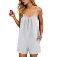 thumbnail image 1 of Lovzfmll Combinaison pour Femmes, Col Rond Sans Manches avec Bretelles Spaghetti et Dos Bas, Barboteuse Courte Décontractée à Jambe Grand Blanche, TG, 1 of 6