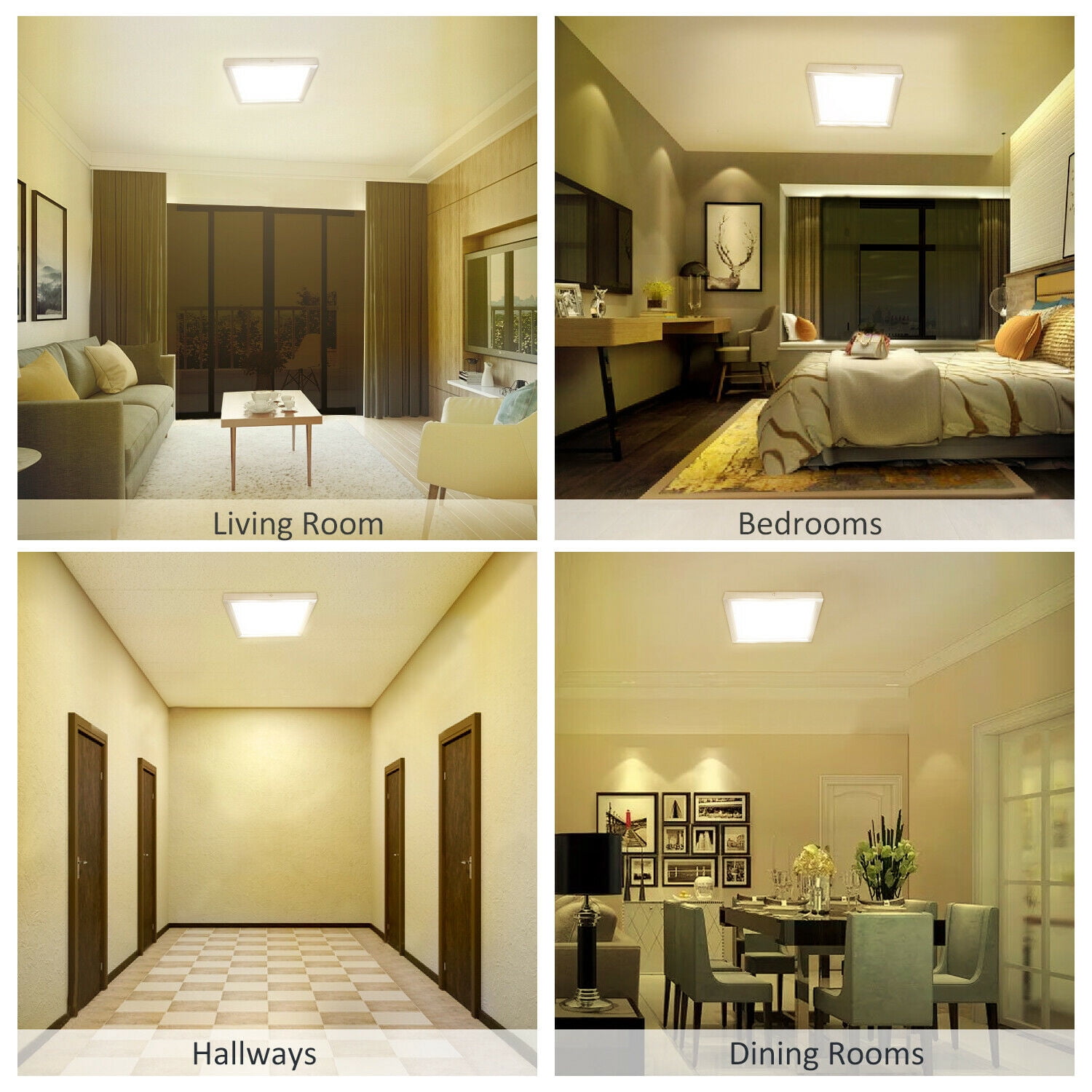MingBright Square Flush Mount Ceiling Light Fixture, 13Inch, 20W 【160W Equiv】1300Lm, 3000K Brushed Nickel Ultrathin Light Fixture, Dimmable Edge-Lit Ceiling Light for Kitchen, Hallway, Bedroom