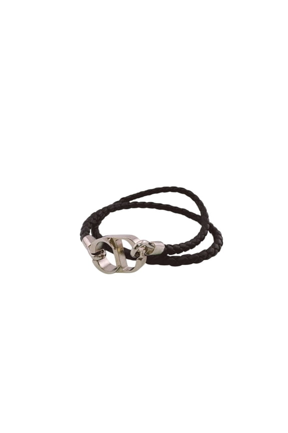 Pre-Owned Christian Dior braided bangle, black and silver choker necklace, 2-way CD logo...