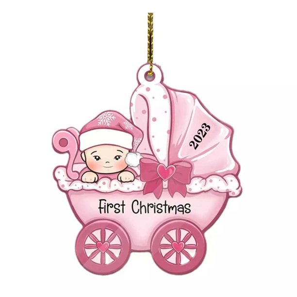 ¡Gran oferta! Adorno personalizado para el primer árbol de Navidad de tu bebé 2023, cochecito rosa para niño y niña, recuerdo de mi primera Navidad para recién nacidos y nietos.