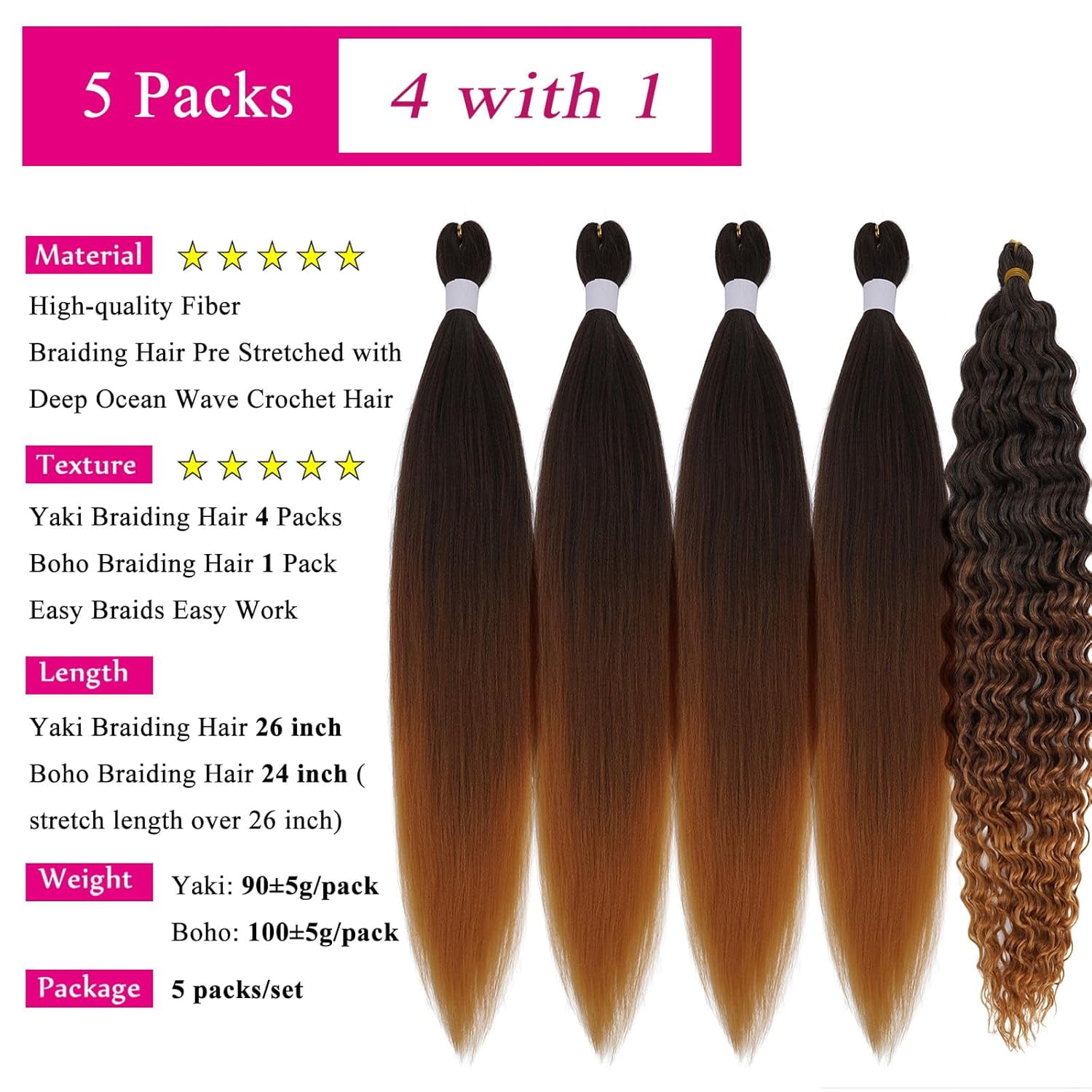 Edwad Human Braiding Hair for Boho Braids 100g 22 Inch Deep  display picture 2