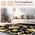 thumbnail image 2 of ODIKA 4'x6' Machine Washable Non-Slip Area Rug, Victorian Inspired Floral Medallion with Ornate Symmetrical Motifs High Traffic Rug, Gold, 217171, 2 of 7