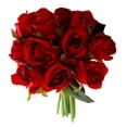thumbnail image 1 of facefd 12-head Artificial Rose Bouquet Simulation Flower Bundle Home Decor Wedding artificial Flower Ornament, Red, 1 of 4