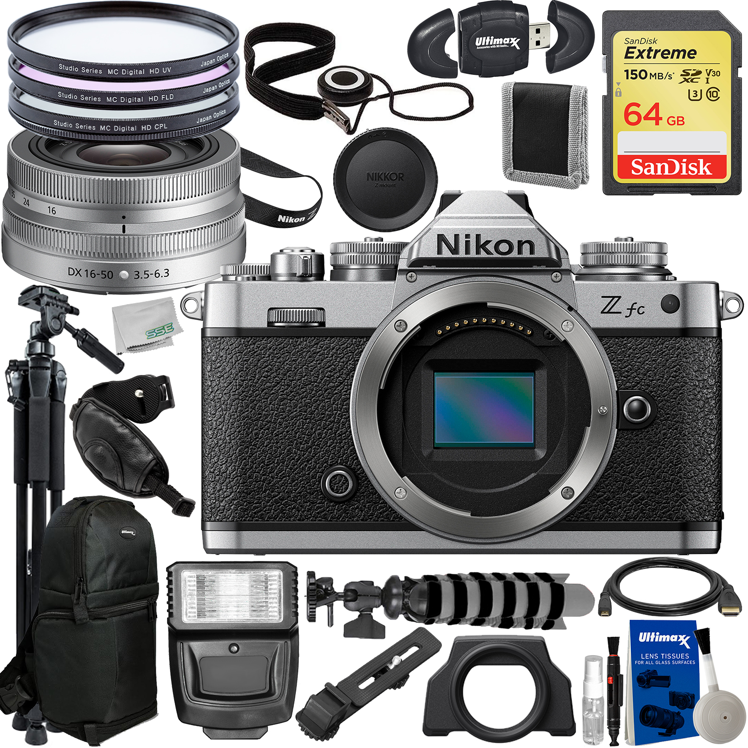 Nikon Zfc Mirrorless Camera with 16-50mm Lens and Essential Accessory Bundle: SanDisk 64GB Extreme SDXC, Sling Backpack, Digital Flash & Much More (26pc Bundle) - image 1 of 10