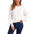 thumbnail image 4 of INSPIRE CHIC Blusas Casual para Mujeres con Puños Fruncidos Camisetas de Manga Larga Color Blanco XS, 4 of 6