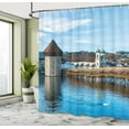 thumbnail image 5 of Ambesonne Rustic Shower Curtain, European Town Bridge, 69"Wx70"L, Blue Brown, 5 of 5