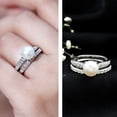 thumbnail image 3 of Rosec Jewels Cultured Freshwater Pearl Wedding Bridal Ring Set - 7.48 Carat Engagement Ring with Band - AAA Quality, 10K White Gold, US 4.00, 3 of 8