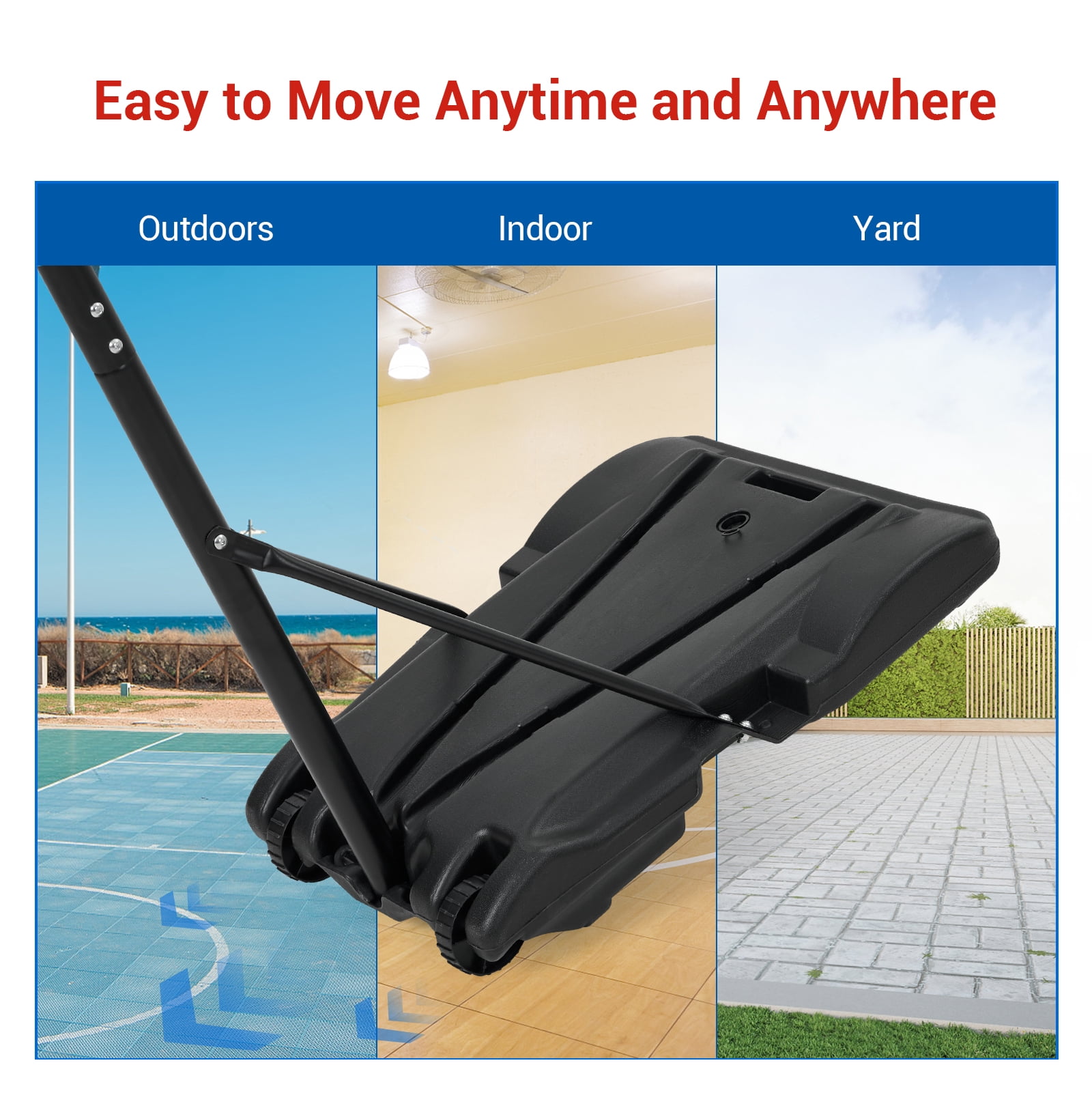 Portable Kids Basketball Hoop, Adjustable Height Indoor Outdoor Play Set with PVC Backboard & Steel Pole, Includes Basketball Pump for Boys Girls