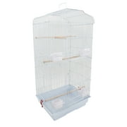 37" Bird Parrot Cage Canary Parakeet Cockatiel LoveBird Finch Bird Cage with Wood Perches & Food Cups White