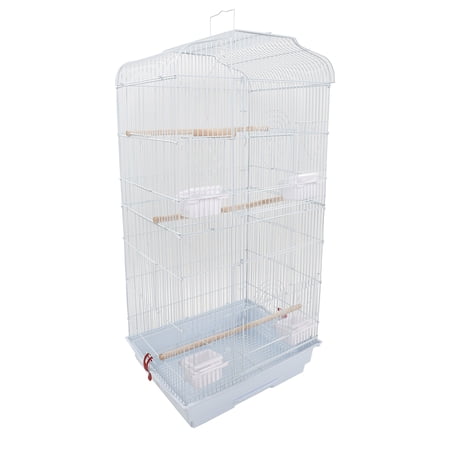 37" Bird Parrot Cage Canary Parakeet Cockatiel LoveBird Finch Bird Cage with Wood Perches & Food Cups White